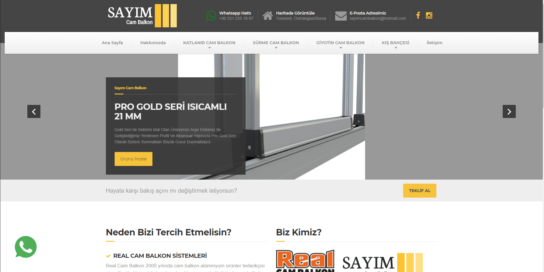 Sayım Cam Balkon Kurumsal Web Sitesi